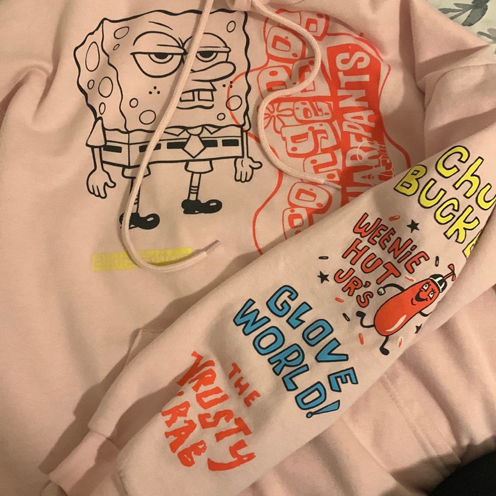 Nickelodeon Spongebob Squarepants Patrick Star  Pink Graphic Hoodie Size M